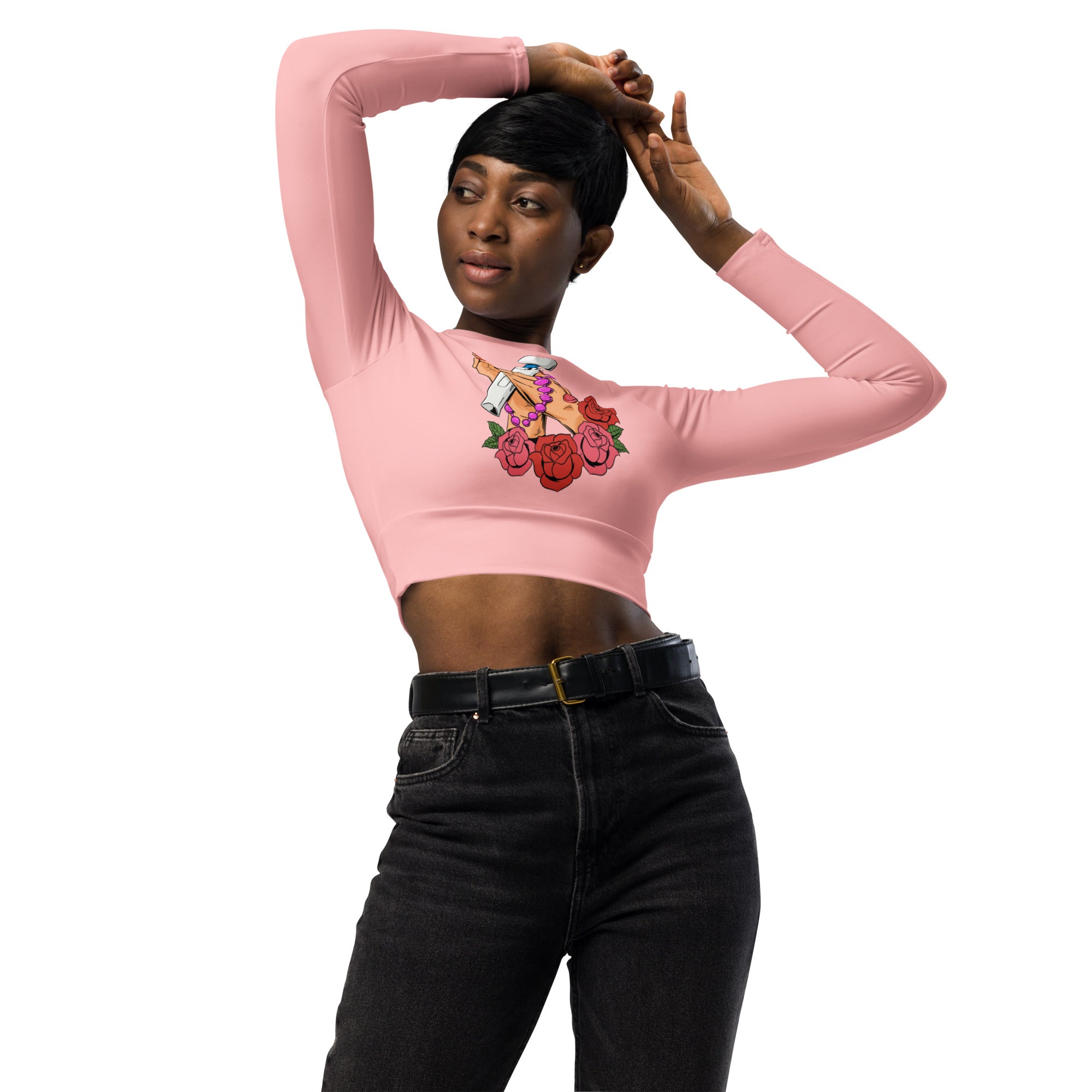 Thots and Prayers Recycled long-sleeve crop top