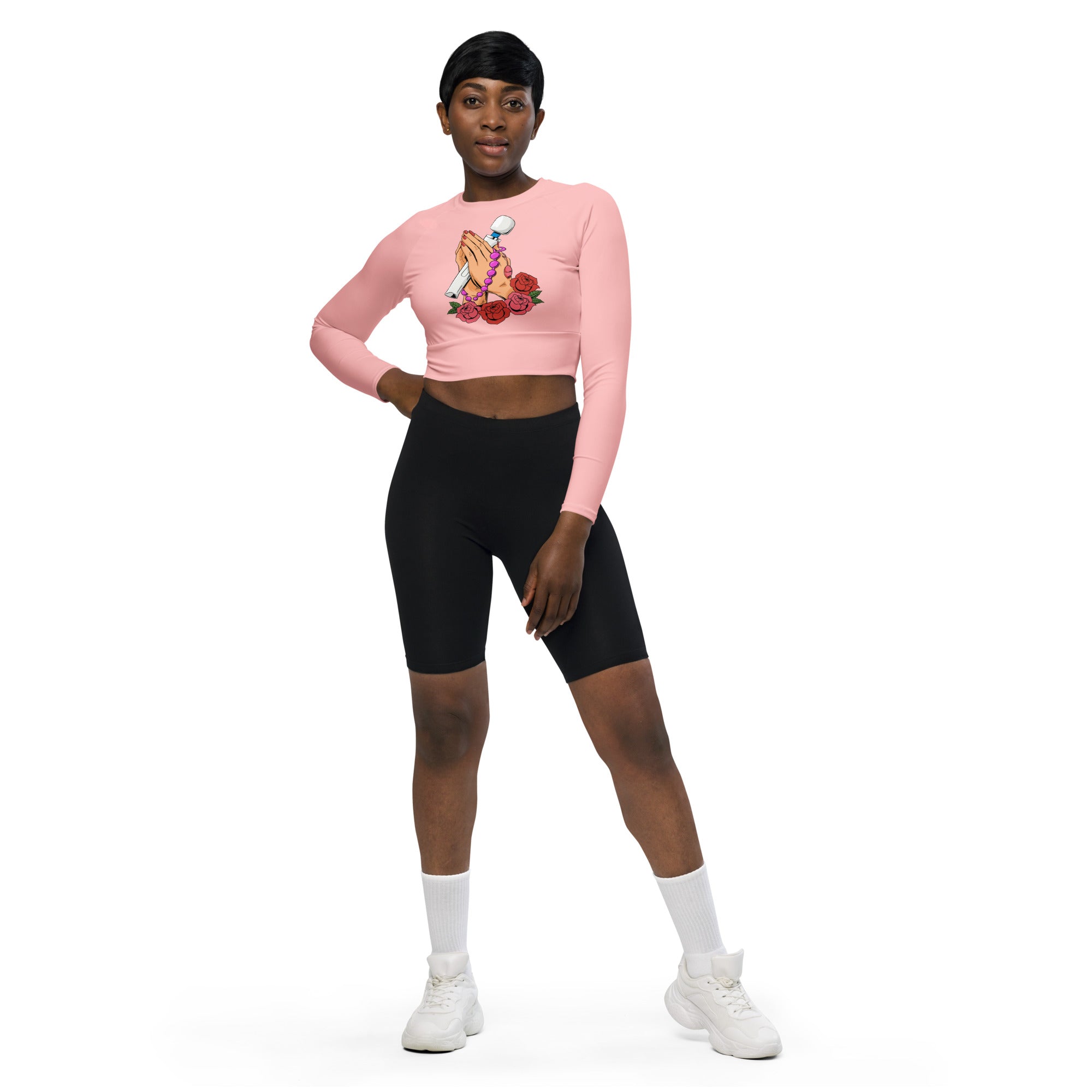 Thots and Prayers Recycled long-sleeve crop top