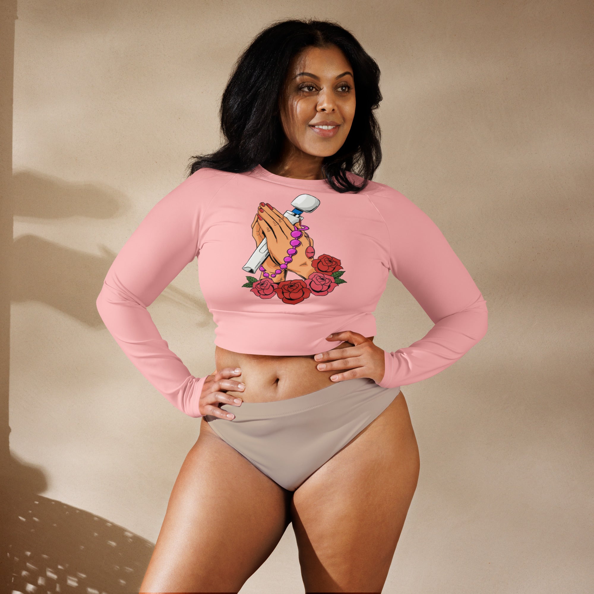 Thots and Prayers Recycled long-sleeve crop top