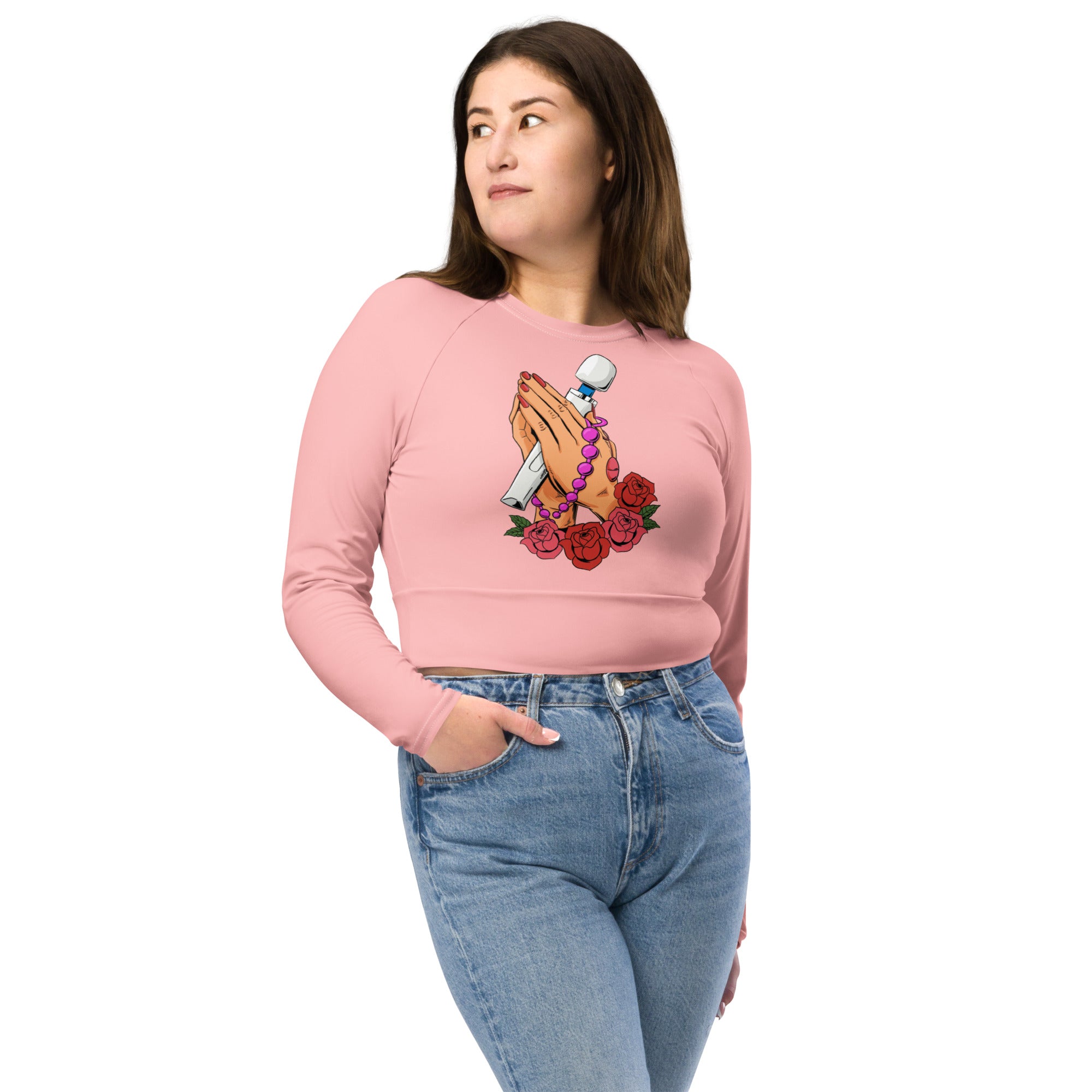 Thots and Prayers Recycled long-sleeve crop top